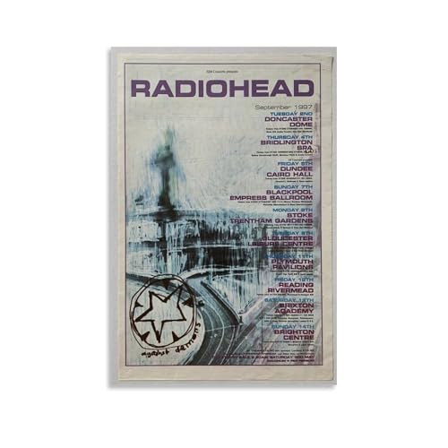 QPKNZNBAR Radiohead Music Poster Vintage Rock Band Für Zimmer, Ästhetische Leinwand-Wandkunst, Schlafzimmer-Dekor Posters 24x36inch(60x90cm) von QPKNZNBAR