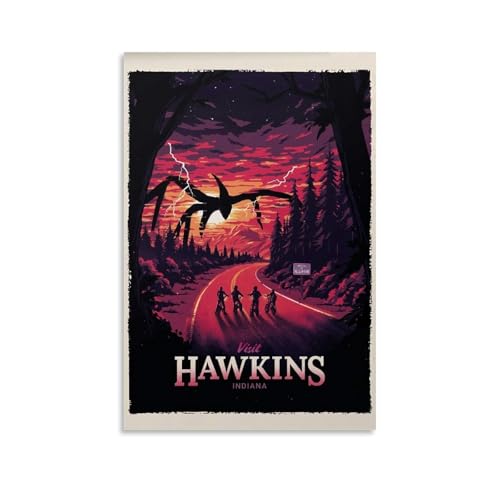 QPKNZNBAR Stranger Poster Things Horror Tv Series Vintage Für Zimmer, Ästhetische Leinwand-Wandkunst, Schlafzimmer-Dekor Posters 24x36inch(60x90cm) von QPKNZNBAR