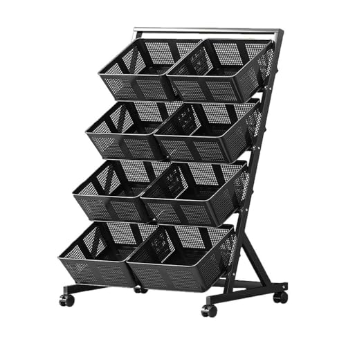 QPKZ 4-Tiers Metallküchenwagen mit Rädern und abnehmbaren Körben, Küchen-Gemüselagerung mit Rädern, Hochleistungs-Küchenständer auf dem Boden Black QPKZ 4-Tiers Metallküchenwagen mit Rädern und abnehmbaren Körben, Küchen-Gemüselagerung mit Rädern, Hochleistungs-Küchenständer auf dem Boden Black von QPKZ