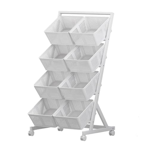 QPKZ 4-Tiers Metallküchenwagen mit Rädern und abnehmbaren Körben, Küchen-Gemüselagerung mit Rädern, Hochleistungs-Küchenständer auf dem Boden White QPKZ 4-Tiers Metallküchenwagen mit Rädern und abnehmbaren Körben, Küchen-Gemüselagerung mit Rädern, Hochleistungs-Küchenständer auf dem Boden White von QPKZ