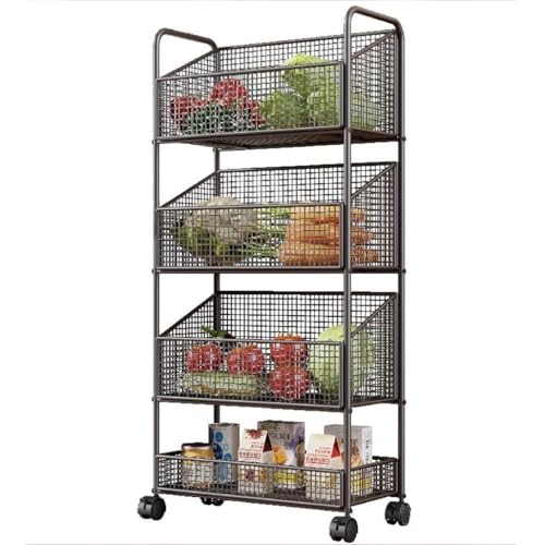 QPKZ 4-stufiges Metallküchenrollwagen-Aufbewahrungsgestell mit Rädern, 304 Edelstahl-Küchenlagerung mit Schubladen, robuste Bodenstehende Küchen-Gemüseaufbewahrungskorb Grey QPKZ 4-stufiges Metallküchenrollwagen-Aufbewahrungsgestell mit Rädern, 304 Edelstahl-Küchenlagerung mit Schubladen, robuste Bodenstehende Küchen-Gemüseaufbewahrungskorb Grey von QPKZ