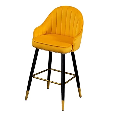 QPKZ Barhocker, Counter Height Barhocker für Kücheninsel, Moderne gepolsterte Barstuhl, Kunstleder -Barhocker Frühstück Küchentheke mit Rücken und Fußstütze Yellow von QPKZ