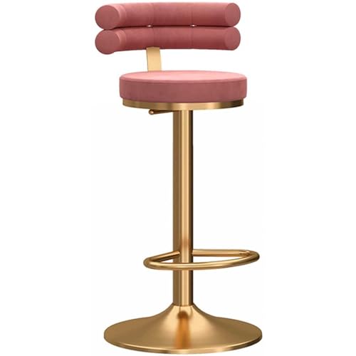 QPKZ Drehstühle Barhocker höhenverstellbar mit lehne barstuhl, Küchenstühle Mit Fußstütze, Gemütliche PU Weiche Sitzfläche, Für Tresenhocker, Wohnküchen, Hotels, Bar Hock Pink von QPKZ