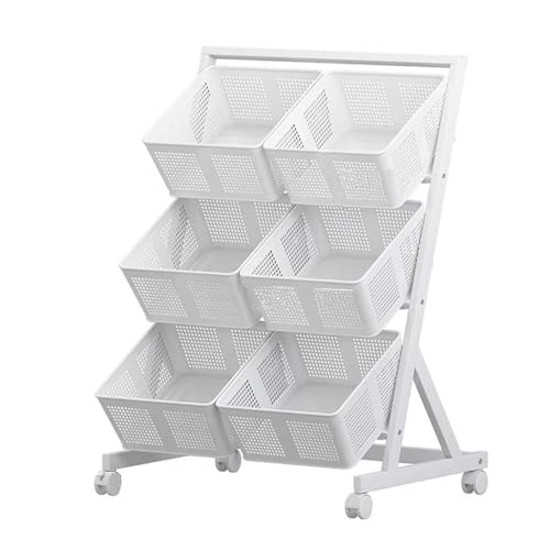 QPKZ Metallküchenwagen mit Rädern und abnehmbaren Körben, Küchen-Gemüselagerung mit Rädern, robuste Bodenstehende Küchen-Gemüselagerungskorb White QPKZ Metallküchenwagen mit Rädern und abnehmbaren Körben, Küchen-Gemüselagerung mit Rädern, robuste Bodenstehende Küchen-Gemüselagerungskorb White von QPKZ