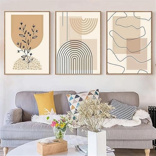 QPLGTU Geometrisches Poster-Set, Abstrakte Bilder Von Blumen Und Pflanzen, Gedrucktes Poster Für Wohnzimmer Hintergrund Wanddekoration, Rahmenlos (Stil 1,30x40cm*3) von QPLGTU