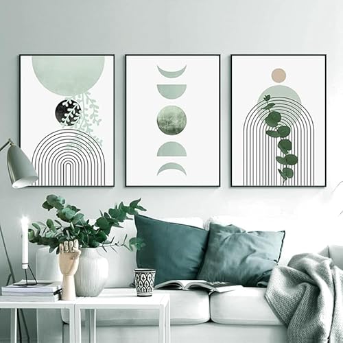 QPLGTU Geometrisches Poster-Set, Abstrakte Bilder Von Blumen Und Pflanzen, Gedrucktes Poster Für Wohnzimmer Hintergrund Wanddekoration, Rahmenlos (Stil 5,40x60cm*3) von QPLGTU