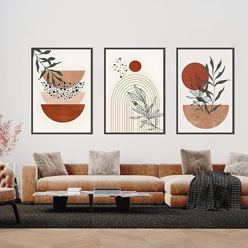 QPLGTU Geometrisches Poster-Set, Abstrakte Bilder Von Blumen Und Pflanzen, Gedrucktes Poster Für Wohnzimmer Hintergrund Wanddekoration, Rahmenlos (Stil 8,50x70cm*3) von QPLGTU