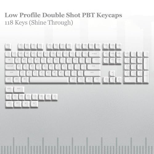 QPSJXN 129 Double Shot PBT -Tastaturkaps Low -Profil für 60 Prozent 65 Prozent 75 Prozent 100 Prozent Tastatur kompatibel mit und MX -Switches(118 Keys White) von QPSJXN