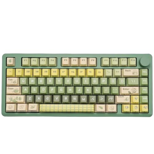 QPSJXN 130 PBT-Schlüsselkap-Set-Profil-Side-Eguaved Theme Mechanische Tastaturen(Jasmine Tea) von QPSJXN