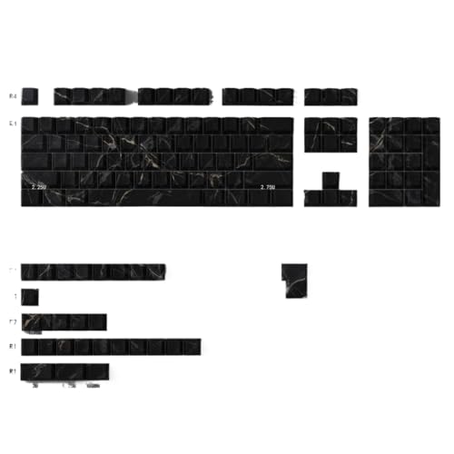 QPSJXN 131 Schwarze Farbstoff-Sub-PBT-Schlüsselkaps mit Marmortextur Seitendruck für Profile mechanische Tastaturen 60% 68% und 75% Layouts(131keys Black Marble) von QPSJXN