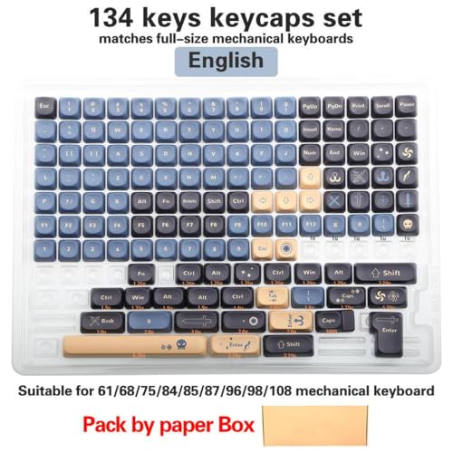 QPSJXN 134 PBT 5-Seiten-Sublimation MOA-Schwert-Themen-Schlüsselkap-Set kompatibel mit mechanischen Tastaturen des MX-Schalters(MOA-BJ-B EN Boxed) von QPSJXN