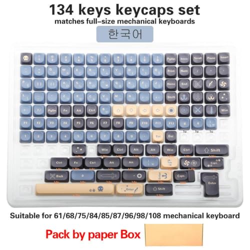 QPSJXN 134 PBT 5-Seiten-Sublimation MOA-Schwert-Themen-Schlüsselkap-Set kompatibel mit mechanischen Tastaturen des MX-Schalters(MOA- BJ-B KR Boxed) von QPSJXN