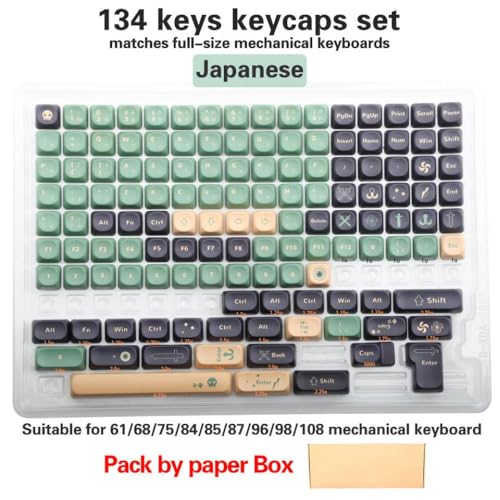 QPSJXN 134 PBT 5-Seiten-Sublimation MOA-Schwert-Themen-Schlüsselkap-Set kompatibel mit mechanischen Tastaturen des MX-Schalters(MOA-BJ-G JP Boxed) von QPSJXN