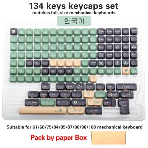 QPSJXN 134 PBT 5-Seiten-Sublimation MOA-Schwert-Themen-Schlüsselkap-Set kompatibel mit mechanischen Tastaturen des MX-Schalters(MOA-BJ-G KR Boxed) von QPSJXN