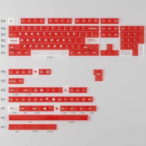 QPSJXN 154 Matte Nebel Transparente Schlüsselkaps für mechanische Tastaturen kompatibel mit verschiedenen Höhen 61 68 75 87 98 108(A) von QPSJXN