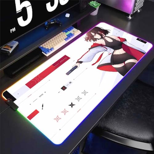 QPSJXN Anime inspiriert Yuki Aim Kazemi RGB Maus Pad -Mausmatte für Gamer große Gummi -Schreibtischmatten mit lebendigem Druckdesign(CS06402) von QPSJXN
