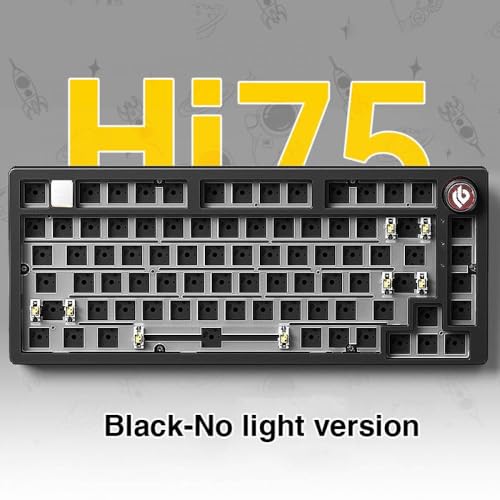 QPSJXN Benutzerdefinierte 75 Prozent Barebone Kabeltastaturkit mit RGB -Hintergrundbeleuchtung Dichtungsstruktur Aluminiumbasis für Spiele(Black-No Light) von QPSJXN
