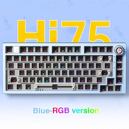 QPSJXN Benutzerdefinierte 75 Prozent Barebone Kabeltastaturkit mit RGB -Hintergrundbeleuchtung Dichtungsstruktur Aluminiumbasis für Spiele(Blue-RGB Light) von QPSJXN