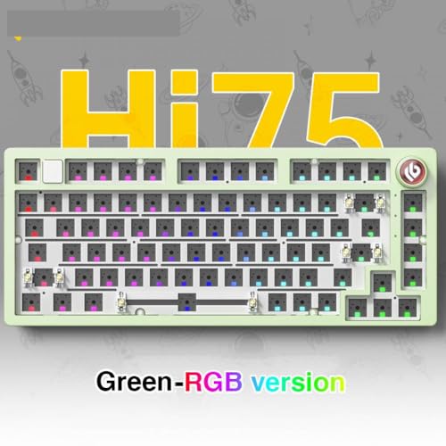 QPSJXN Benutzerdefinierte 75 Prozent Barebone Kabeltastaturkit mit RGB -Hintergrundbeleuchtung Dichtungsstruktur Aluminiumbasis für Spiele(Green-RGB Light) von QPSJXN
