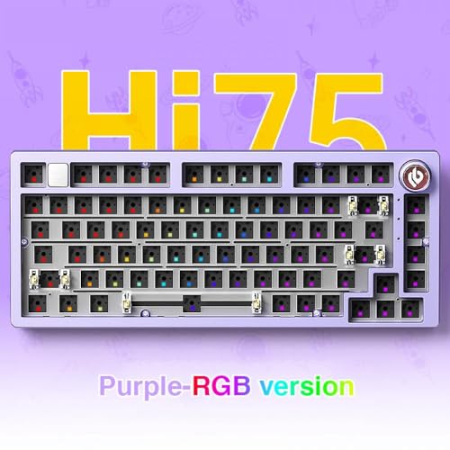 QPSJXN Benutzerdefinierte 75 Prozent Barebone Kabeltastaturkit mit RGB -Hintergrundbeleuchtung Dichtungsstruktur Aluminiumbasis für Spiele(Purple-RGB Light) von QPSJXN
