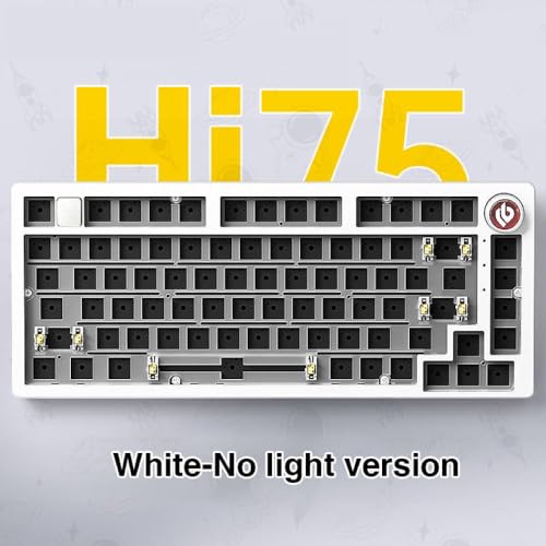 QPSJXN Benutzerdefinierte 75 Prozent Barebone Kabeltastaturkit mit RGB -Hintergrundbeleuchtung Dichtungsstruktur Aluminiumbasis für Spiele(White-No Light) von QPSJXN