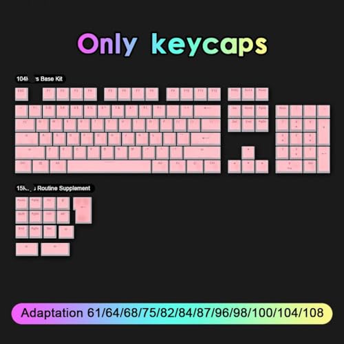 QPSJXN Benutzerdefinierte PBT -Pudding -Schlüsselkaps setzen 119 OEM -Profil für 100% 75% 65% 60% Tastaturen(Pink 119keys) von QPSJXN