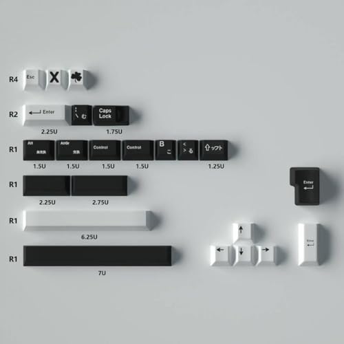 QPSJXN Benutzerdefinierte Profil PBT-Schlüsselkaps Farbstoff-Sub 130 Minimalist Japanisches Design kompatibel mit mechanischen Tastaturen 61 64 68 75 84(Personality 23Key) von QPSJXN