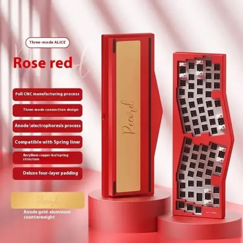 QPSJXN Customized Mechanical Keyboard mit RGB Tri-Mode Aluminium-Design kompatibel mit PC-Zubehör und Geschenken(Red) von QPSJXN