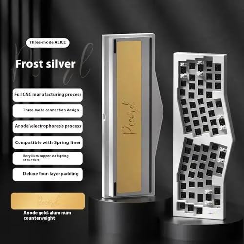 QPSJXN Customized Mechanical Keyboard mit RGB Tri-Mode Aluminium-Design kompatibel mit PC-Zubehör und Geschenken(Sliver) von QPSJXN