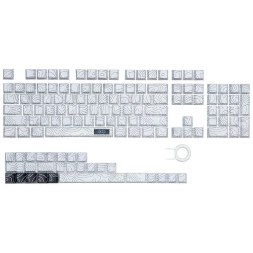 QPSJXN Double Shot PBT -Schlüsselkaps 130 Taste Set Profile Purpur Topografische Seitendruck Shine über MX Switch Keyboards(White) von QPSJXN