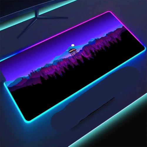 QPSJXN Große RGB Maus -Pad Deep Forest Theme Light 900x400 für PC Gamer Keyboard Desk Matte(CS00813) von QPSJXN