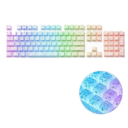 QPSJXN Ice Crack Muster Impressum Seitdruck OEM-Profil weiße Schlüsselkaps mit Einer mit glänzenden IMD-Technologie, die mit verschiedenen mechanischen Tastaturen kompatibel ist(White 118 Keys) von QPSJXN