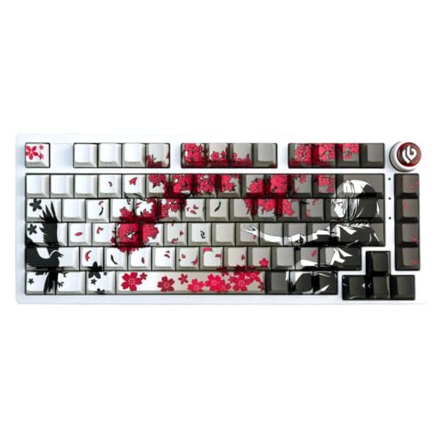 QPSJXN Inspirierte Schlüsselkaps -Profil -Farbstoff -Seitprint Shine durch PBT 131 Anime -Stil mit mechanischen Tastaturen(Gray) von QPSJXN