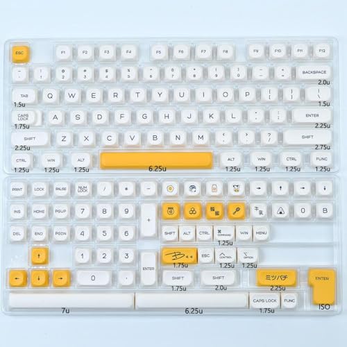 QPSJXN KBDIY KOA KEYCAPS 140 PBT KEYCAP MOA Japanisch Koreanisch russischer Stil 7U ISO für mechanische Tastaturen(Honey Milk-EN) von QPSJXN