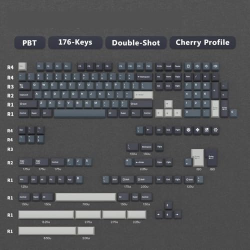 QPSJXN KBDIY -Profil Double Shot PBT ISO -Keycap -Set für Gamers Mechanische Tastaturen mit GMK Blue Samurai Design(GMK Apollo) von QPSJXN