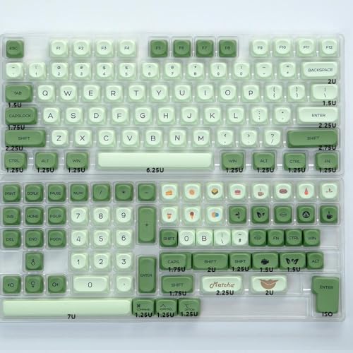 QPSJXN KOA Ocean Whale PBT Keycap Set 135 mechanische Tastaturen MOA Layout 7U ISO für japanische koreanische und russische Layouts geeignet(Matcha-EN) von QPSJXN