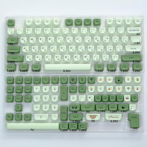 QPSJXN KOA Ocean Whale PBT Keycap Set 135 mechanische Tastaturen MOA Layout 7U ISO für japanische koreanische und russische Layouts geeignet(Matcha-RU) von QPSJXN