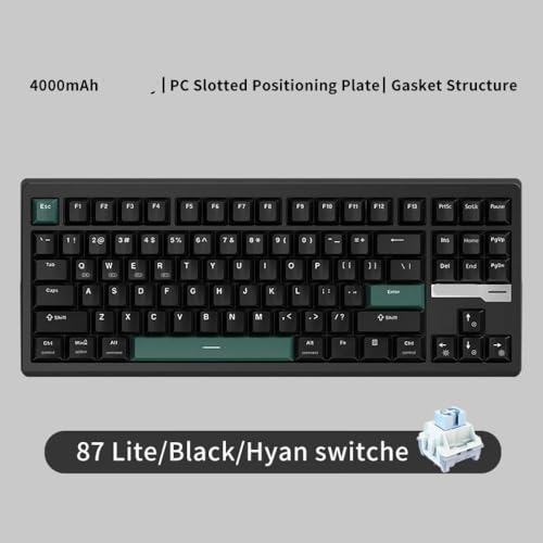 QPSJXN Krypton QS87 87-Key RGB Mechanische Tastatur mit DREI Modi Aluminium-Design und Messingkügelchen ideal für Verschiedene Systeme(HY Black Green) von QPSJXN