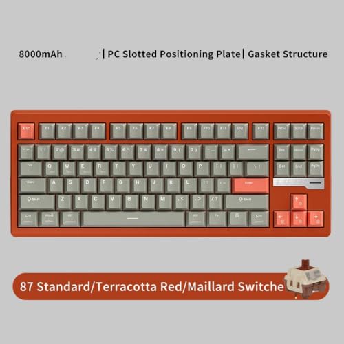 QPSJXN Krypton QS87 87-Key RGB Mechanische Tastatur mit DREI Modi Aluminium-Design und Messingkügelchen ideal für Verschiedene Systeme(MLD Gray) von QPSJXN