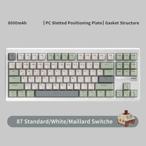 QPSJXN Krypton QS87 87-Key RGB Mechanische Tastatur mit DREI Modi Aluminium-Design und Messingkügelchen ideal für Verschiedene Systeme(MLD White) von QPSJXN