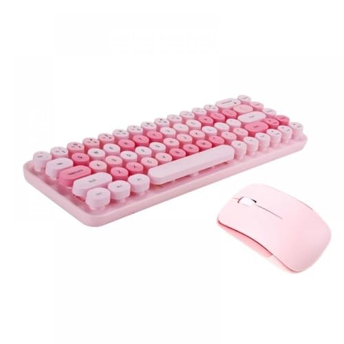 QPSJXN Lebendige kompakte drahtlose Tastatur und Maus -Set ergonomische Windows -Laptops und Desktops im Schreibmaschinenstil(Pink) von QPSJXN