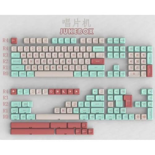 QPSJXN MT3 Jukebox Thema 173 PBT SA Profile Keycap Set für benutzerdefinierte mechanische -Tastaturen mit MX Switch -Kompatibilität(A) von QPSJXN