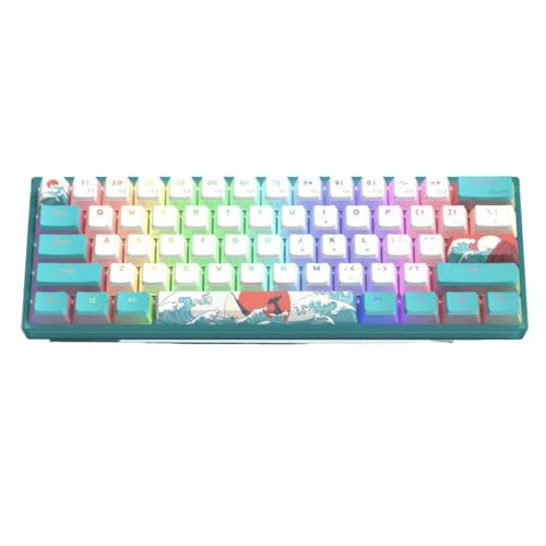 QPSJXN Mechanical Keyboard Hot-Swappable Kabel-RGB-Tastaturblau-Thema mit PBT-Tastaturkaps mit Windows-PC-Spielern kompatibel(WK61 Green) von QPSJXN