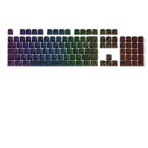 QPSJXN OEM-Profil IMD-Tech-Schlüsselkap-Set 118 mit topografischem Muster Shine-Through-Design(Black 118 Keys) von QPSJXN