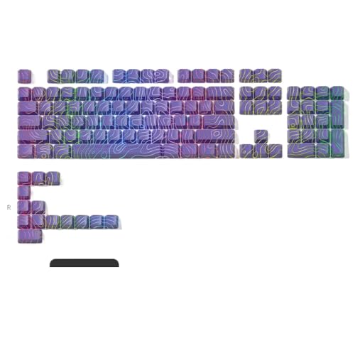QPSJXN OEM-Profil IMD-Tech-Schlüsselkap-Set 118 mit topografischem Muster Shine-Through-Design(Purple 118 Keys) von QPSJXN