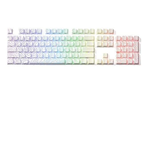 QPSJXN OEM-Profil IMD-Tech-Schlüsselkap-Set 118 mit topografischem Muster Shine-Through-Design(White 118 Keys) von QPSJXN