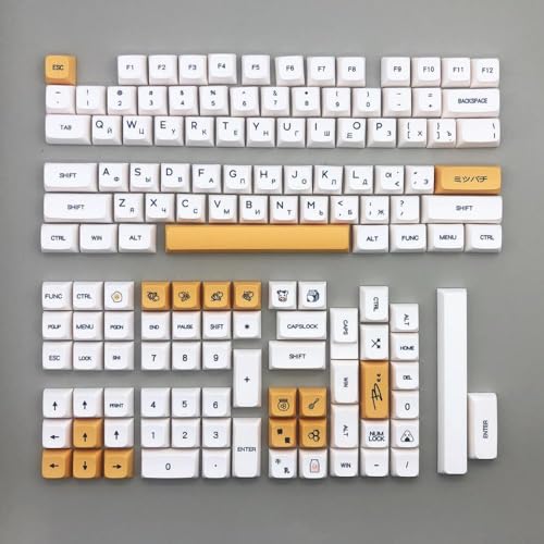 QPSJXN Personalisierte Honigmilch PBT XDA KeyCap Set Mechanische Tastaturen MX Switch Englisches Russisches Japanisches Layout(RU) von QPSJXN