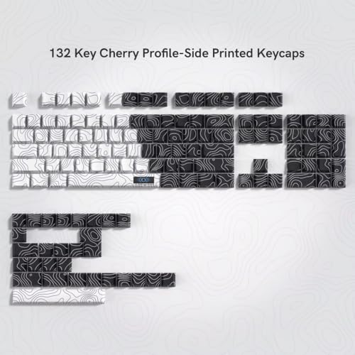 QPSJXN Profil Schwarz -Weiß -Topografie -Farbstoff sublimiertes Schlüsselcap -Set 132 Seitendruck MX Switch RGB Backlight Schlüsselcaps(V1-White Black) von QPSJXN