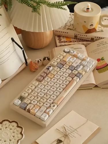 QPSJXN Schlüsselkaps PBT thermische Sublimation Soulcat Mechanische Tastaturzubehör Mao Profil Keycap Geschenk für Mädchen(Dog keycap) von QPSJXN