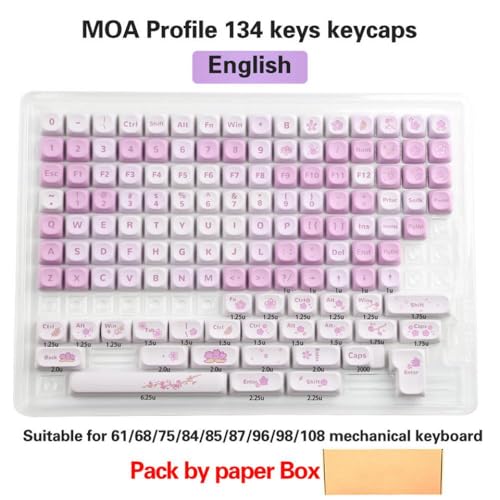 QPSJXN Themen 134 PBT -Tastaturkaps Set MOA -Profil mit MX -Switches für mechanische Tastaturen und Koreanisches Layout für mechanische Tastaturen kompatibel(EN Box M134-YH-Z) von QPSJXN